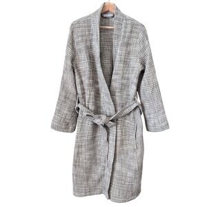 Parachute Waffle Knit Robe Belted Shawl Collar Gray Unisex XS Cozy Bathrobe Luxe